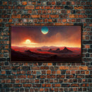 Scifi canvas print, Alien world with 3 moons, spooky print, creepy art, science fiction art