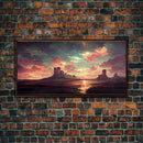 Mountain Sunset Oil Painting Canvas Print, Ready to hang gallery wrapped nature canvas print, synthwave style nature art