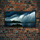 Foggy night rainstorm over the lake canvas print, nature and landscape wall art, ready to hang, cool wall art