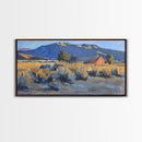 Rustic Cabin in Open Field, Framed Canvas Print, Ideal for Living Room Art, Country Style Home Decor, Cozy Bedroom Wall Art