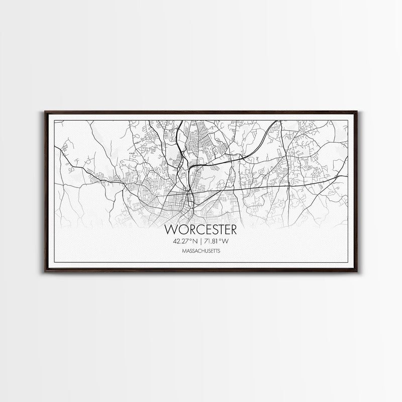 Worcester City Map, Massachusetts Art, Map Print, Modern Wall Art, Wall Art, Canvas Art, Dining Room DÃ©cor, Boho Wall Art, Prints Wall Art