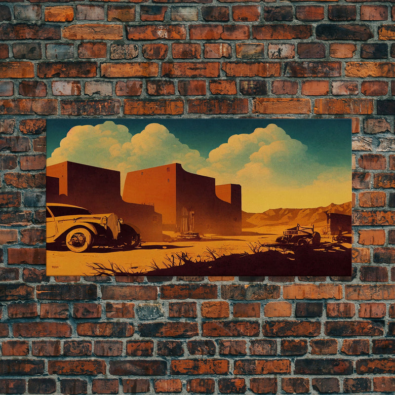 Abandoned Art, 1940s Abandoned pueblo style villa, Wall Decor, Ready To Hang Framed Canvas Print, Oversize Wall Art