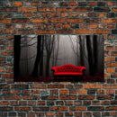Red Sofa In A Forest Framed Canvas Print, Thought Provoking Art, Framed Art, Creepy Photography, Halloween Art