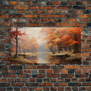 Beautiful Fall Landscape Painting Framed Canvas Print, Fall Decor, Thanksgiving Decor, Autumn Decor, Home Decor, Fall Decorations