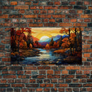 Stained Glass Art Canvas Print Fall Decor, Framed Wall Art, Seasonal Decor, Fall Seasonal Art, Clearance Fall Decorations, Fall Wall Decor