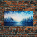 A Winter Scene, Framed Canvas Print, Mosaic Style Painting Print, Stained Glass Style Art, Above Mantle Art, Living Room Decor