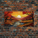 Fall Wall Art, Abstract Wall Print, Sunset Art, River Art, Canvas Print, Wall Hanging, Panoramic Art, Nature Lover Gift, Above Bed Decor