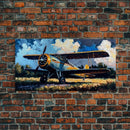 Aeroplane Art, Antique Airplane Painting Canvas Print, Framed Canvas Art, Above Sofa Art, Gift for RC Plane Pilot, Airplane Art