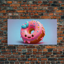 Kawaii Donut Art, Framed Canvas Print, Cute Kawaii Art, Anime Style Wall Art