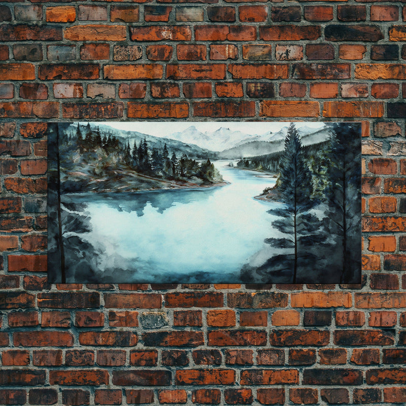 Blue Lake Art | Framed Canvas Print | Blue Lake Painting | Lake House Decor | Guest Room Landscape Painting | Crater Lake Painting