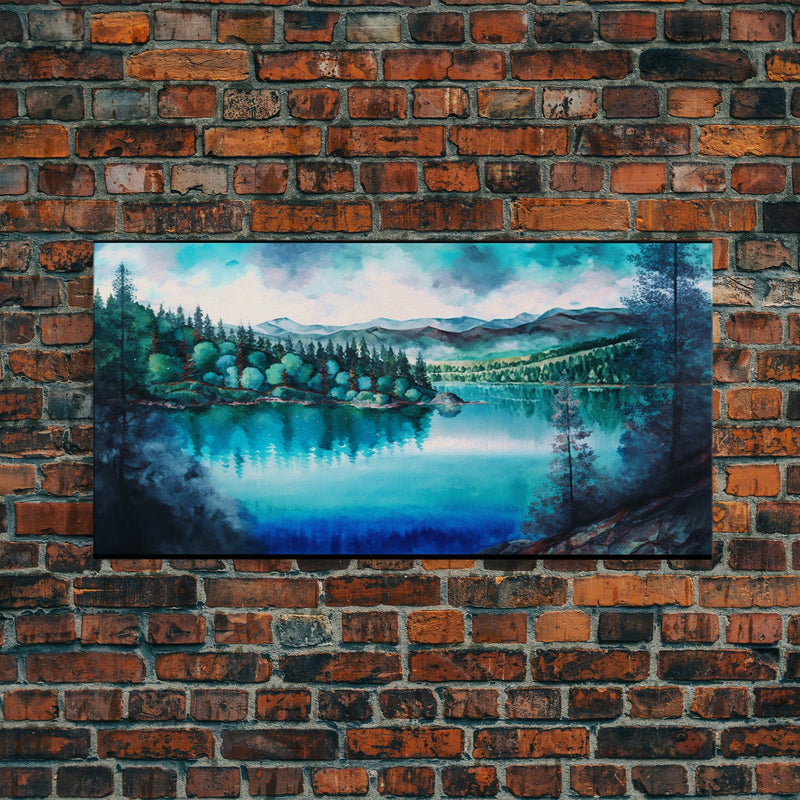 Blue Lake Art | Framed Canvas Print | Blue Lake Painting | Oregon Lake House Decor | Guest Room Landscape Painting | Cascade Lakes Painting