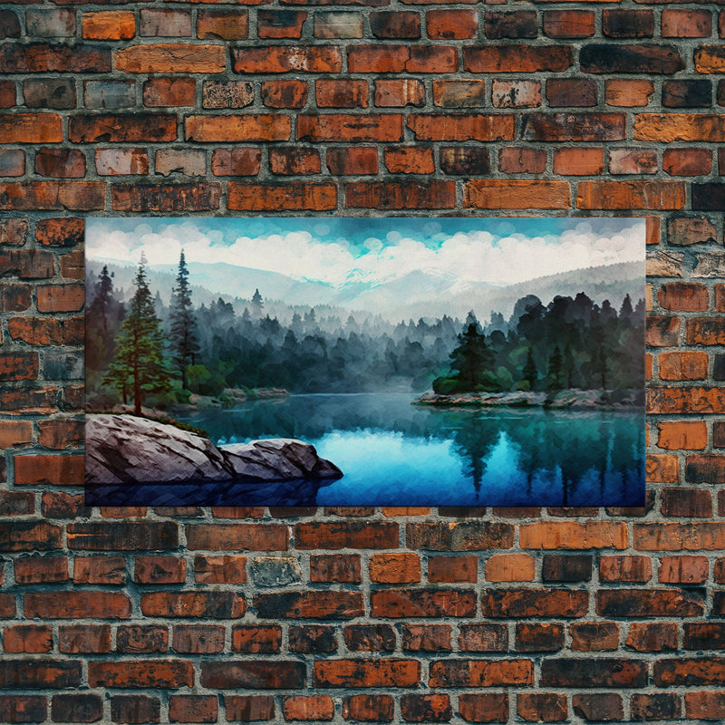 Blue Lake Art | Framed Canvas Print | Blue Lake Painting | Oregon Lake House Decor | Guest Room Landscape Painting | Trillium Lake Painting