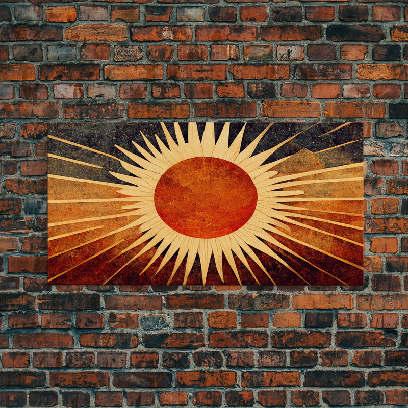 Abstract Midcentury Modern Sunburst, Canvas Print, Art Deco Style wall art, sun with sun rays, sun burst, boho style