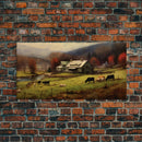 Farm Wall Decor, Country Wall Decor, Farm Animals Wall Decor, Fall Wall Art, Panoramic Wall Decor, Canvas Print, Wall Art, Framed Canvas Art