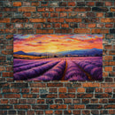 Lavender Fields, Framed Canvas Print, Purple Art, Southwestern Decor, Farmhouse Art, Centerpiece Art, Digital Wall Art, Landacape Painting