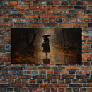 Witch Walking In The Rain, Witch Print, Framed Canvas or Poster, Victorian Oil Painting, Dark Academia, Witchcraft Decor, Witchy Art