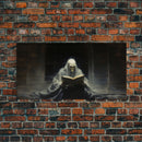 Grim Reaper Reading A Book In A Haunted Library, Framed Canvas Print, Victorian Oil Painting Style, Spooky Halloween Decor, Goth Art