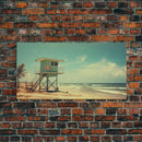 Beach Lifeguard Hut, Framed Canvas Print, Liminal Art, Framed Wall Decor, Beach Lifeguard Photography, Surf Art, Surf Print, Nautical Decor