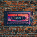 Vaporwave Cassette Tape Wall Art, Framed Canvas Print, 1980s Inspired Home Decor, Retro Art, 80s Decor, Aesthetic Decor