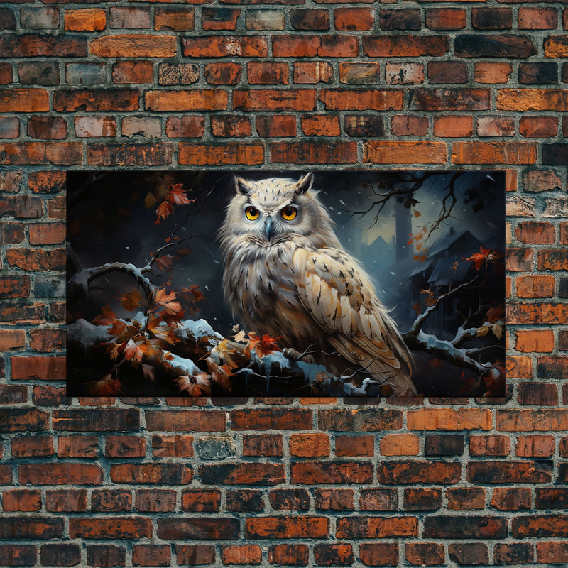 Winter Owl Print - Framed Canvas Art - Owl Print, Owl Art, Owl Wall Art, Owl Painting, Owl Poster, Winter Decor, Snow Owl