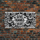 Give Thanks With A Grateful Heart Modern Farmhouse Wall Decor, Dining Room Wall Sign Kitchen Decor Large Framed Canvas Print, Fall Wall Art