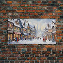 Winter Wonderland - Quaint European Village at Christmas Time - Framed Canvas Print - Christmas Decor