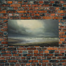 Moody Muted Landscape Oil Painting Canvas Print Wall Art, Nature Framed Large Gallery Art, Minimalist Art, Ready To Hang, Moody and Drab Art