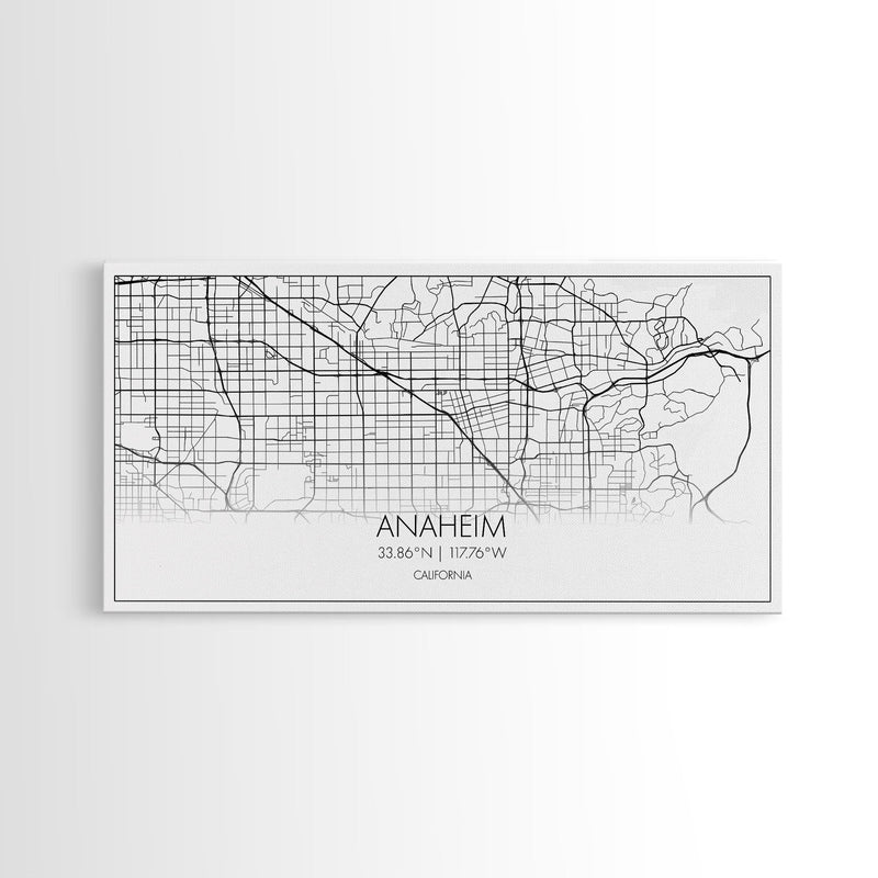 Anaheim Street Map, California Map, Map Print, Modern Art, Wall Art, Canvas Print, Room DÃ©cor Aesthetic, Indie Room DÃ©cor, Wall Prints