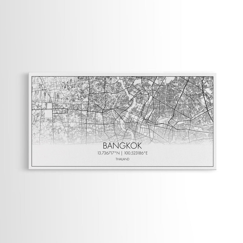 Bangkok Street Map, Thailand Map, Map Print, Modern Art, Wall Art, Canvas Print, Asian Art Print, Gift For Boss, Trendy Wall Art, Home DÃ©cor