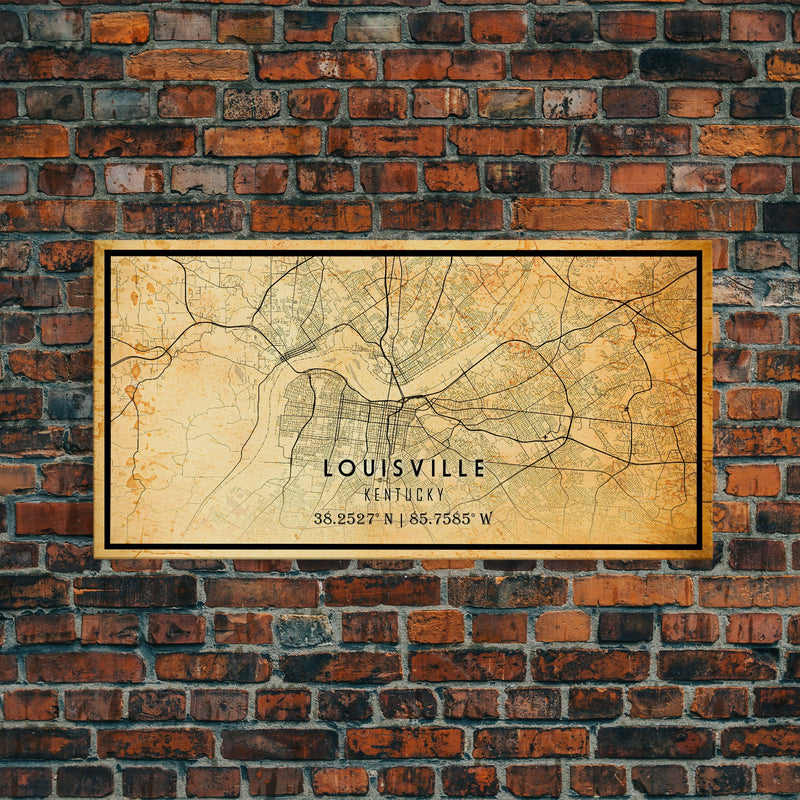 Old Louisville City Map Wall Art Canvas Print, Vintage Style Louisville Map, Framed Wall Art, Cool Kentucky Wall Art, Office Decor