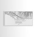 Honolulu City Map, Hawaii Map, Map Art, Modern Art, Wall Art, Canvas Art, Beach House Décor, Tiny House Décor, Unique Wall Art, Travel Gift