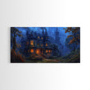 Dark Academia Victorian Mansion Framed Canvas Print, Victorian Oil Painting, Spooky Vibes Halloween Wall Art