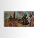 Grinning Banshee In A Cemetery Framed Canvas Print - Spooky Wall Art - Halloween Decor
