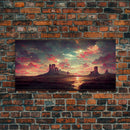 Mountain Sunset Oil Painting Canvas Print, Ready to hang gallery wrapped nature canvas print, synthwave style nature art