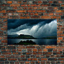 Foggy night rainstorm over the lake canvas print, nature and landscape wall art, ready to hang, cool wall art