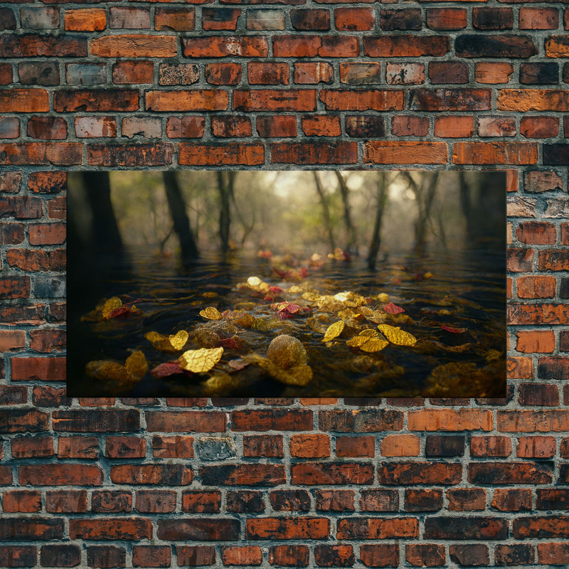 Wet Leaves Stream Forest Woods Fall Autumn Fine Art Print, Wall Art Print, Wall DÃ©cor, Wall Poster