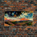 Night Starry Sky Landscape On Canvas Print Colorful Night Sky Painting Nature Painting Living Room Wall Art Spiritual Starry Painting