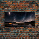 Cool Wall Art Landscape Mountains Nature Painting Prints Minimalist Modern Home Artwork Decoration Night Sky With Stars, Framed Canvas Print