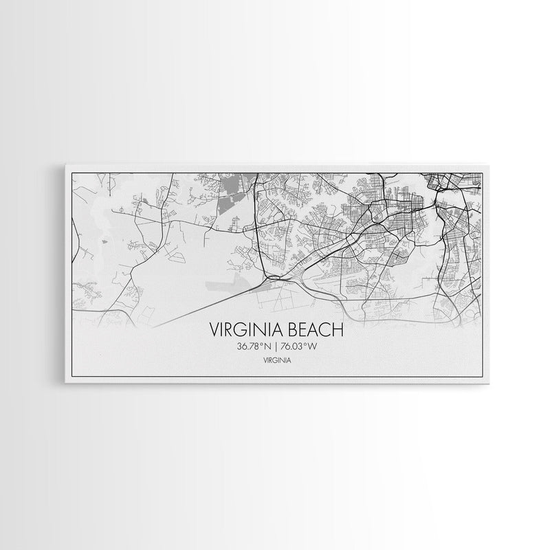 Virginia Beach City Map, Virginia Art, Map Print, Modern Wall Art, Wall Art, Canvas Art, Dorm Room Art, Family Home DÃ©cor, Birthday Gift