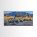 Rustic Cabin in Open Field, Framed Canvas Print, Ideal for Living Room Art, Country Style Home Decor, Cozy Bedroom Wall Art