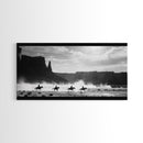 Pink Boots on Horseback Rider at the Beach, Charming Framed Canvas Print for Bedroom or Living Room Wall Art