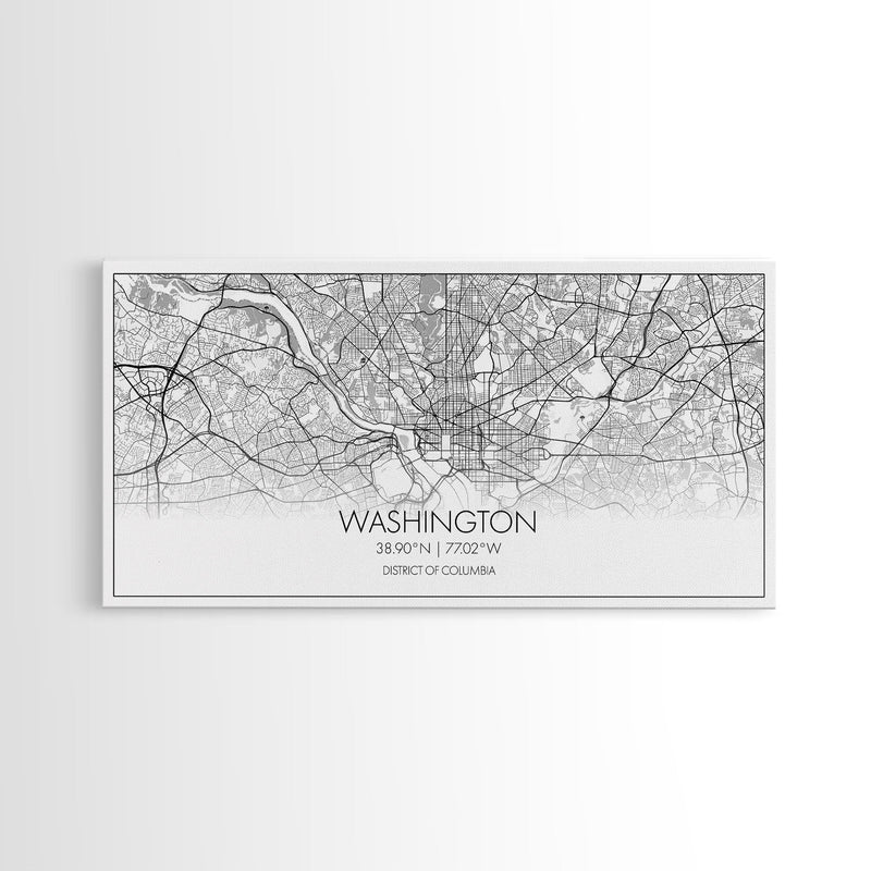 Washington City Map, District Of Columbia Art, Map Print, Modern Wall Art, Wall Art, Canvas Art, Home DÃ©cor Prints, Indie Room DÃ©cor