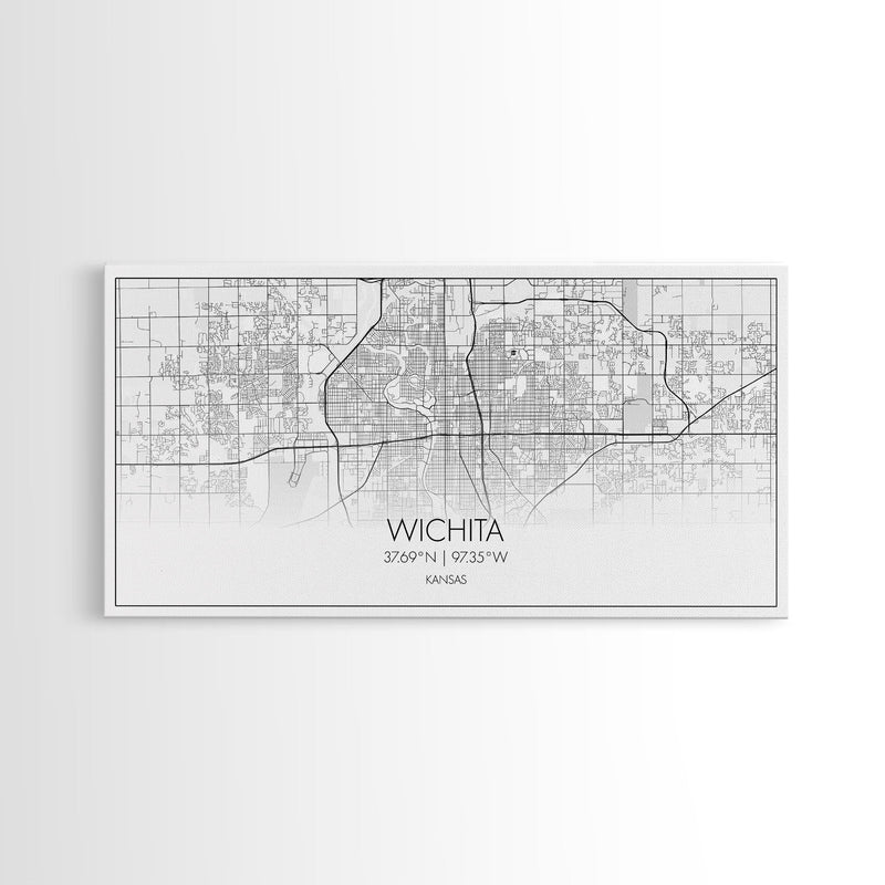 Wichita City Map, Kansas Art, Map Print, Modern Wall Art, Wall Art, Canvas Art, Best Friend Gifts, College Dorm DÃ©cor, Modern House Art