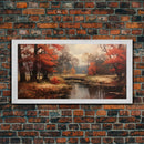 Fall Decor Framed Canvas Print | Trees With Falling Leaves | Fall Wedding Decor | Fall Home Decor | Fall Wall Decor | Rustic Fall Decor