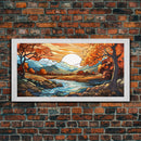 Stained Glass Style Fall Decor, Framed Canvas Print, Seasonal Decor, Fall Seasonal Art, Clearance Fall Decorations, Fall Wall Decor