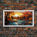 Stained Glass Style Wall Art Canvas Print Fall, Framed Wall Art, Seasonal Decor, Fall Seasonal Art, Fall Centerpiece Decor, Fall Home Decor