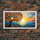 Abstract Wall Art, Nature Wall Print, Mosaic Wall Art, Sunset Art, Canvas Print, Wall Hanging, Landscape Art, Home Office Art, Couples Gift