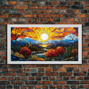 Stained Glass Wall Art, Abstract Wall Print, Sunset Art, Canvas Print, Wall Hanging, Panoramic Art, Bookshelf Decor, New Home Gift Ideas