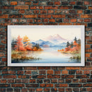 Lake Art. Mountains Wall Art, Fall Art, Nature Art, Watercolor Wall Art, Canvas Print, Wall Hanging, Panoramic Art, Farmhouse Wall Art