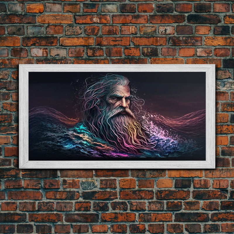 Aegir, God Of The Sea, Framed Canvas Print, Norse Mythology, Norse Art, Living Room Wall Art